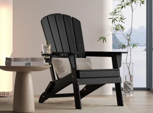 Discover Effortless Outdoor Luxury: The Nevilywood Folding Adirondack Chair with Cup Holder