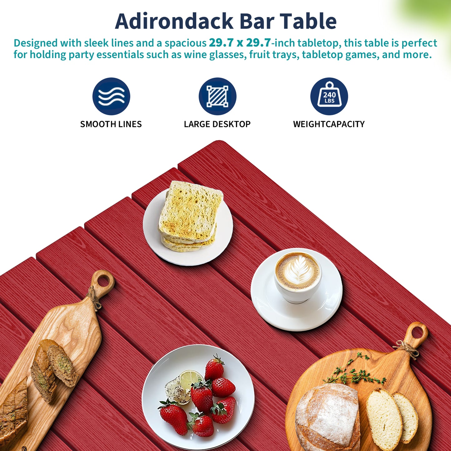 3-Piece All-Weather HDPE Bar Set – HDPE Bar Table with 2 Tall Bar Chairs, Fade-Resistant Outdoor Furniture for Balcony or Poolside