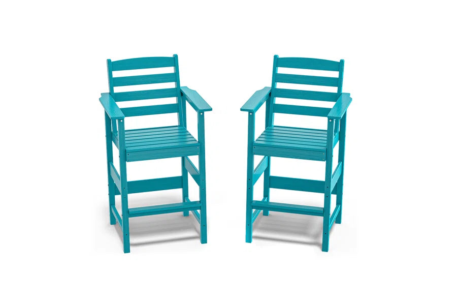Set of 2 Tall Adirondack Bar Chairs – All-Weather HDPE Patio Seating
