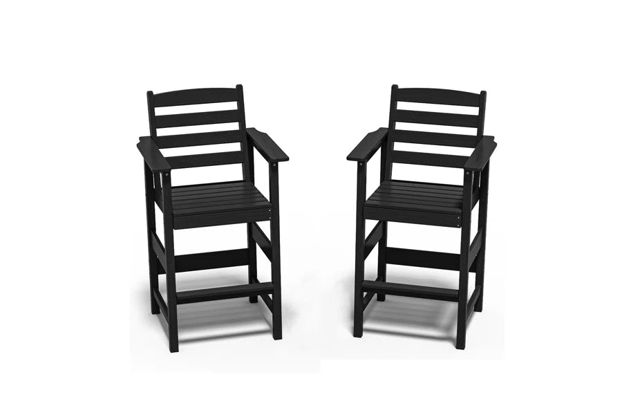 Set of 2 Tall Adirondack Bar Chairs – All-Weather HDPE Patio Seating