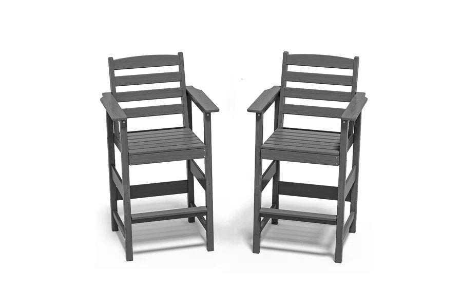 Set of 2 Tall Adirondack Bar Chairs – All-Weather HDPE Patio Seating