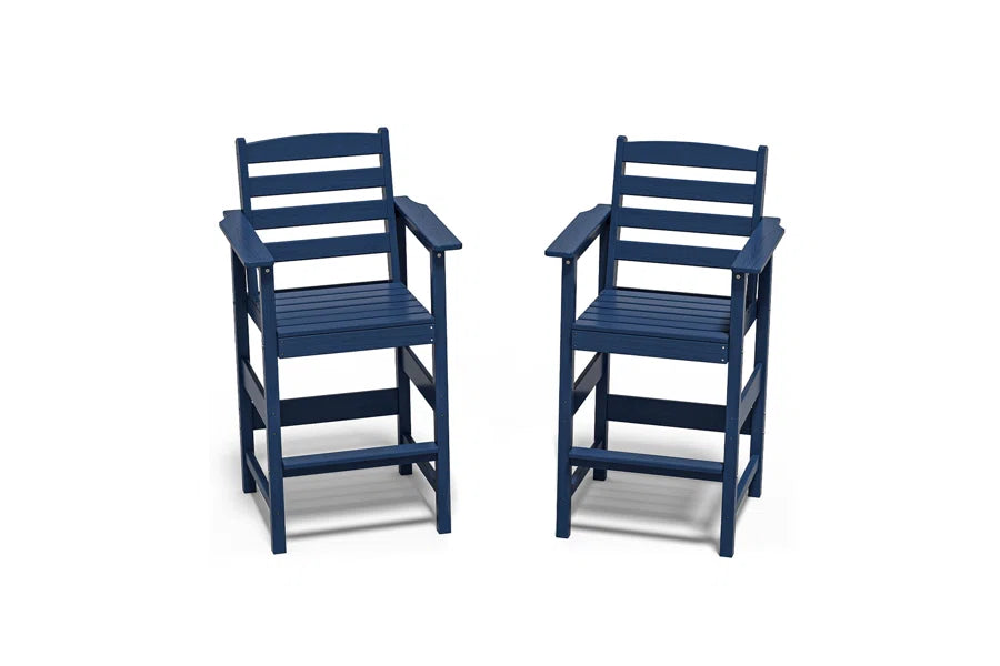 Set of 2 Tall Adirondack Bar Chairs – All-Weather HDPE Patio Seating