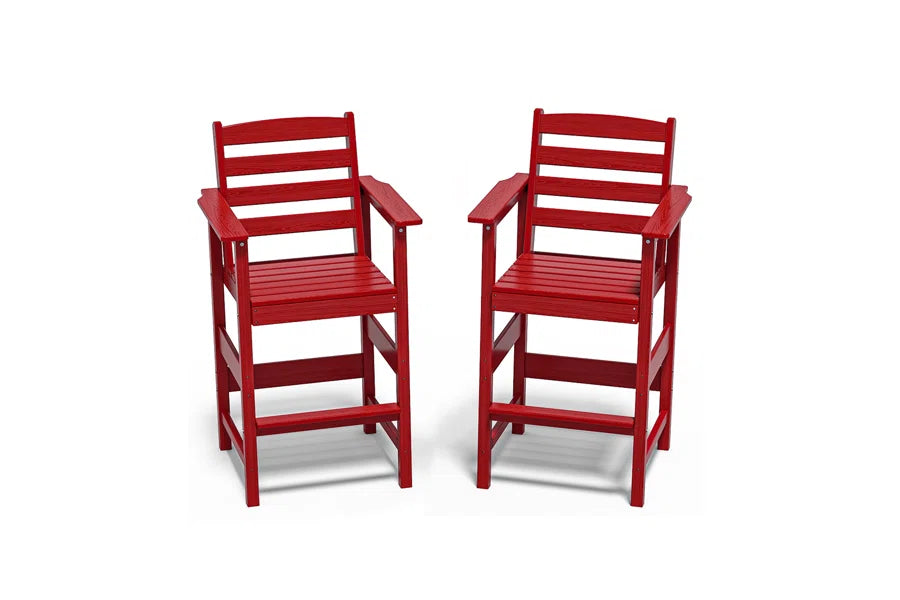 Set of 2 Tall Adirondack Bar Chairs – All-Weather HDPE Patio Seating
