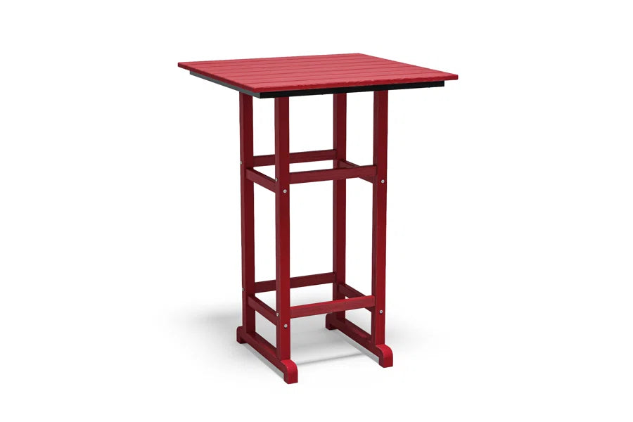 All-Weather HDPE 42" Square Bar Table – Tall Patio Pub Table with Footrest, Faux Wood Grain, Indoor/Outdoor Use