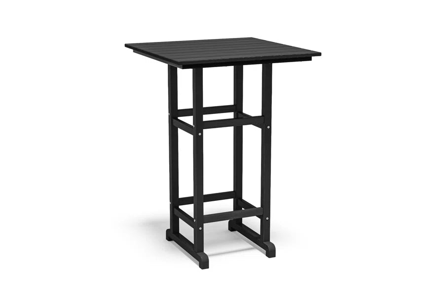 All-Weather HDPE 42" Square Bar Table – Tall Patio Pub Table with Footrest, Faux Wood Grain, Indoor/Outdoor Use
