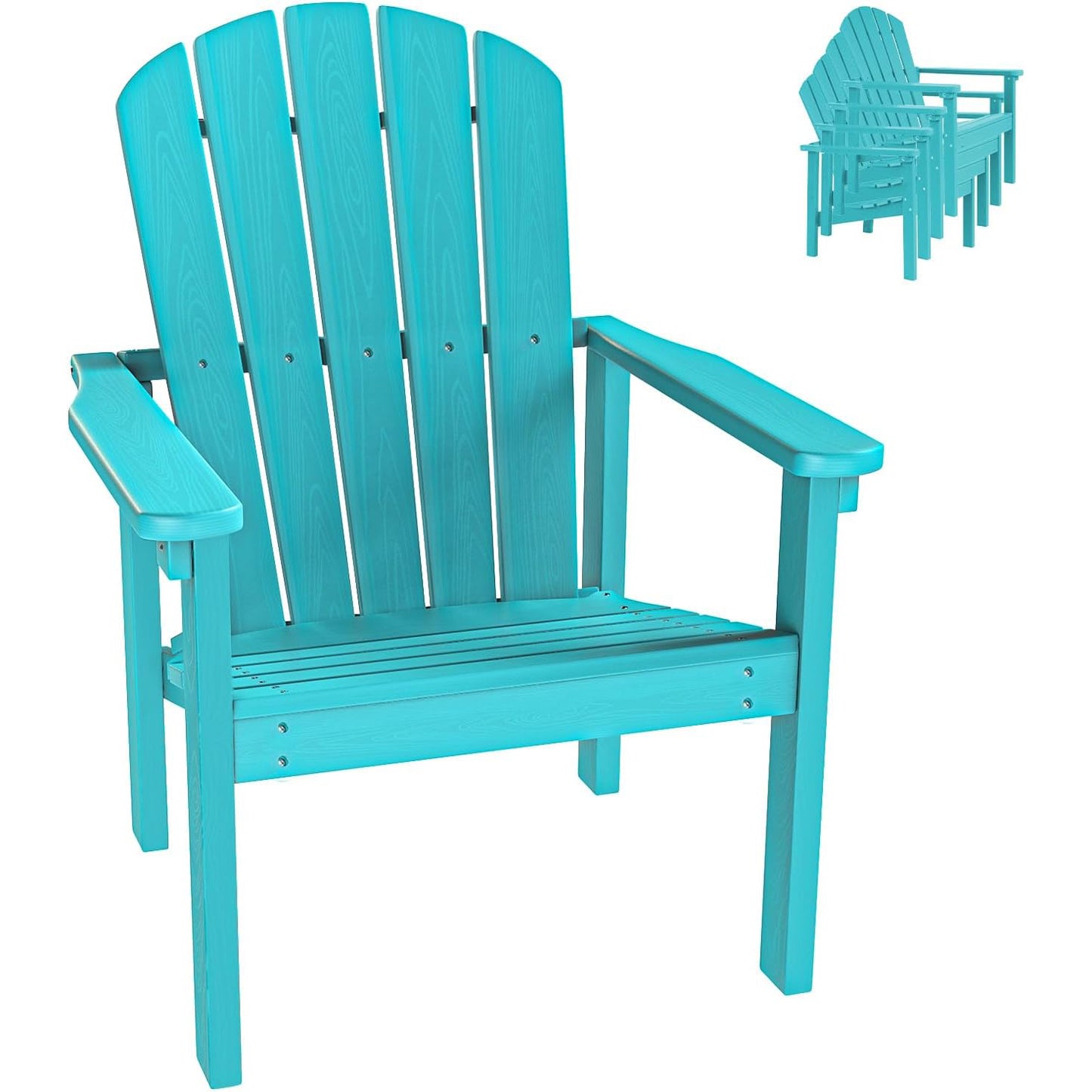 Stackable Adirondack Chair - All-Weather HDPE Outdoor Patio Chair - Durable & Space-Saving for Easy Storage - Perfect for Porch, Lawn, or Garden