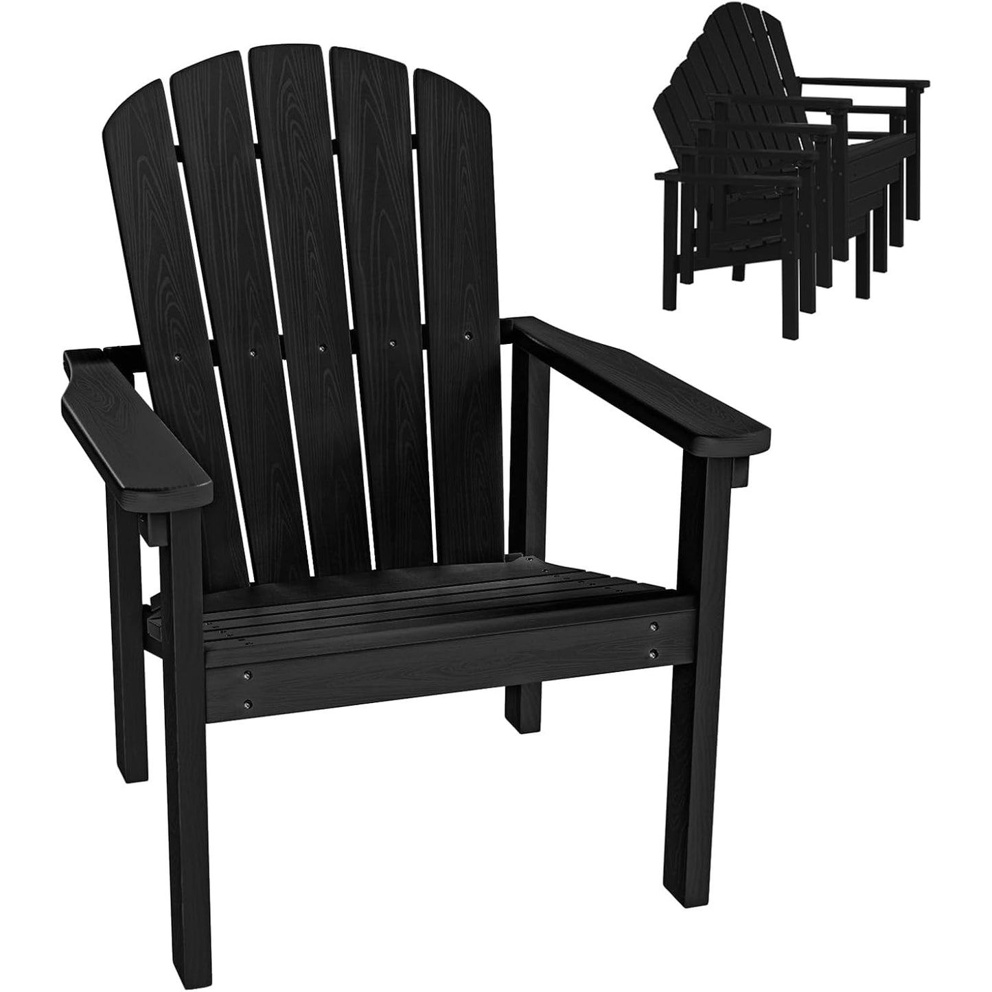Stackable Adirondack Chair - All-Weather HDPE Outdoor Patio Chair - Durable & Space-Saving for Easy Storage - Perfect for Porch, Lawn, or Garden