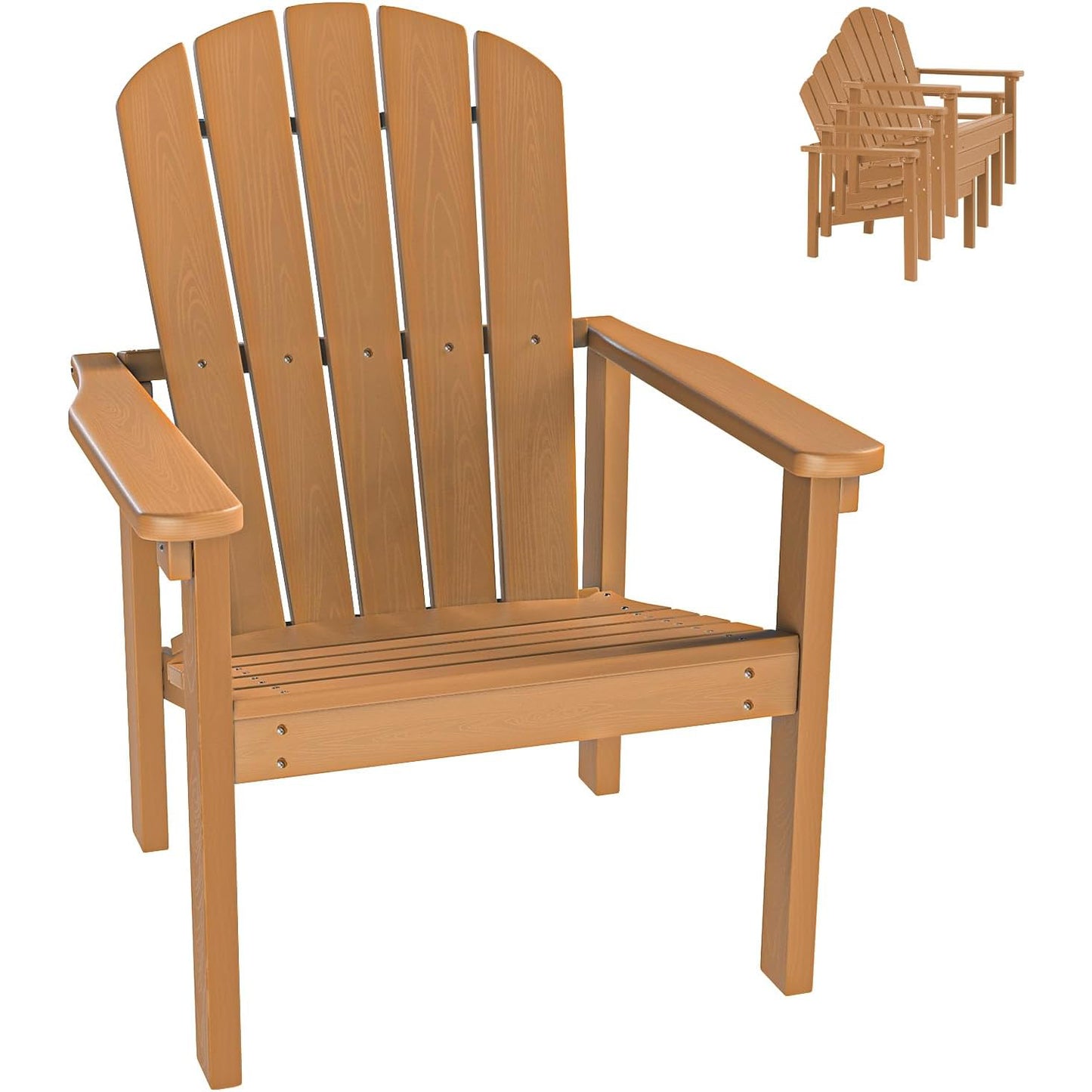Stackable Adirondack Chair - All-Weather HDPE Outdoor Patio Chair - Durable & Space-Saving for Easy Storage - Perfect for Porch, Lawn, or Garden