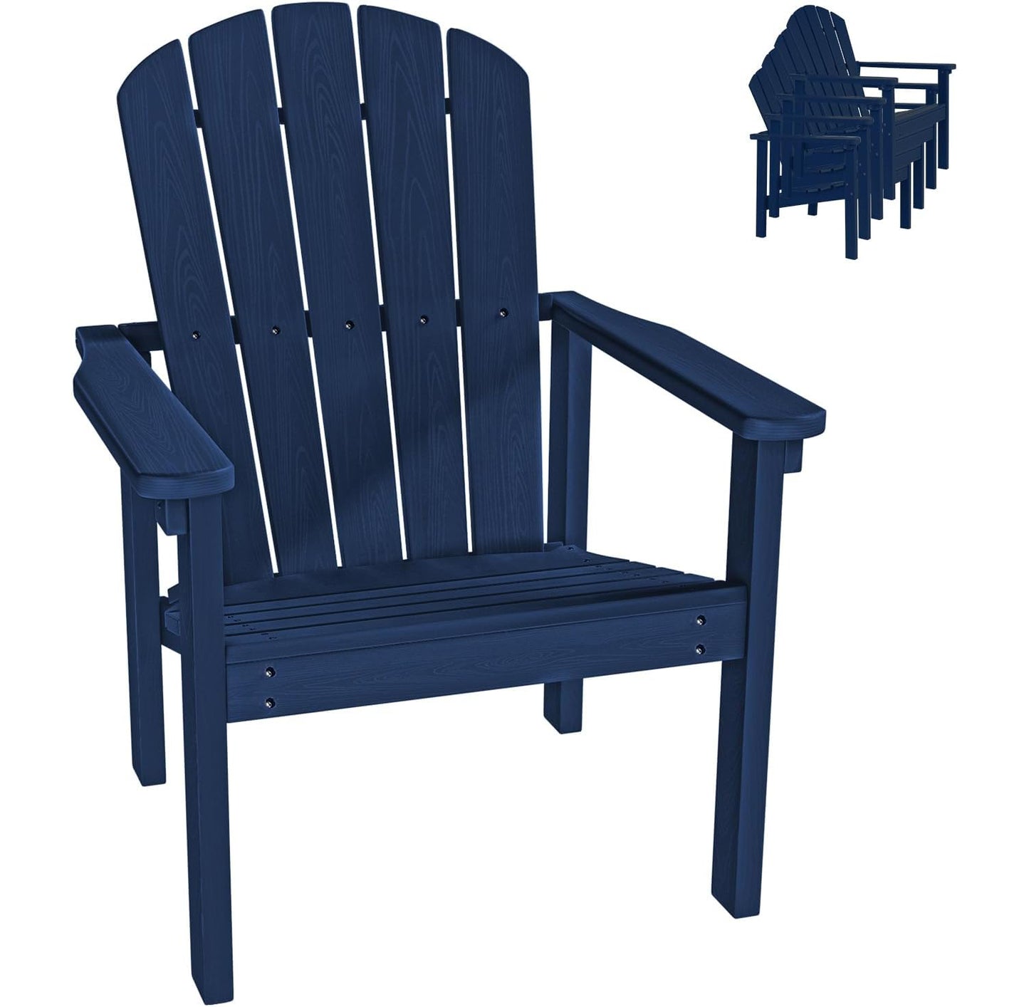 Stackable Adirondack Chair - All-Weather HDPE Outdoor Patio Chair - Durable & Space-Saving for Easy Storage - Perfect for Porch, Lawn, or Garden