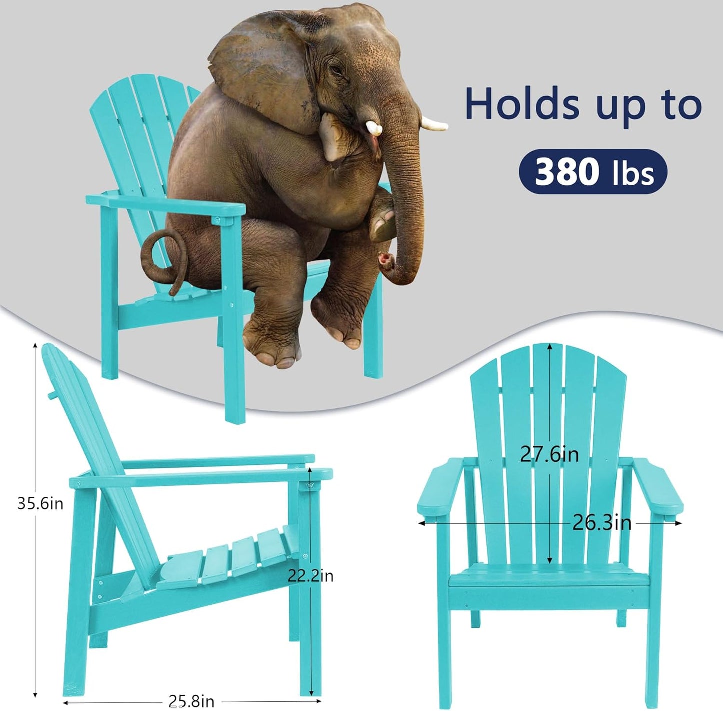 Stackable Adirondack Chair - All-Weather HDPE Outdoor Patio Chair - Durable & Space-Saving for Easy Storage - Perfect for Porch, Lawn, or Garden