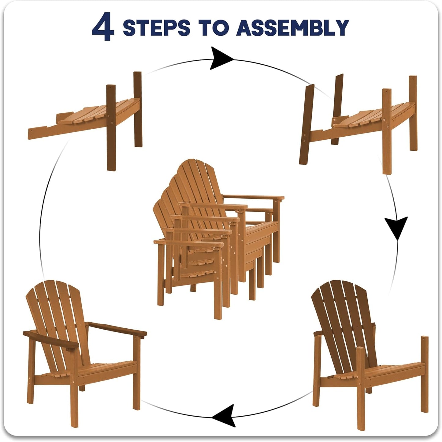 Stackable Adirondack Chair - All-Weather HDPE Outdoor Patio Chair - Durable & Space-Saving for Easy Storage - Perfect for Porch, Lawn, or Garden
