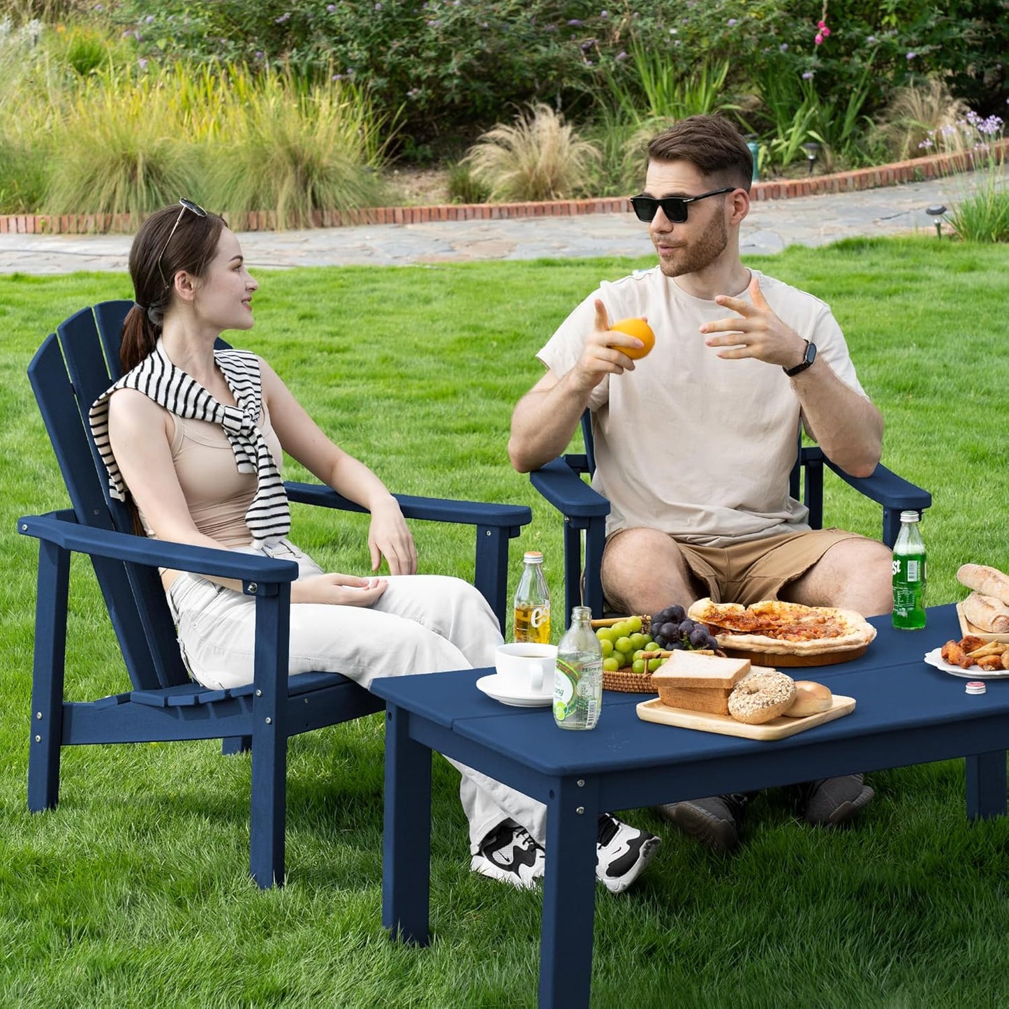Stackable Adirondack Chair - All-Weather HDPE Outdoor Patio Chair - Durable & Space-Saving for Easy Storage - Perfect for Porch, Lawn, or Garden