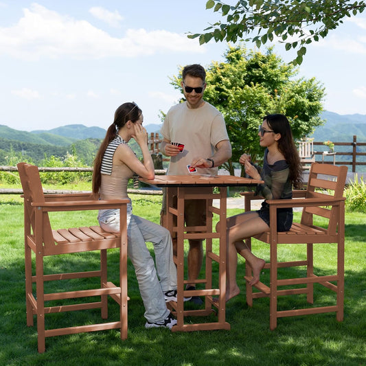 Nevily Wood 3-Piece Tall Bar Set – Where Outdoor Comfort Meets Style