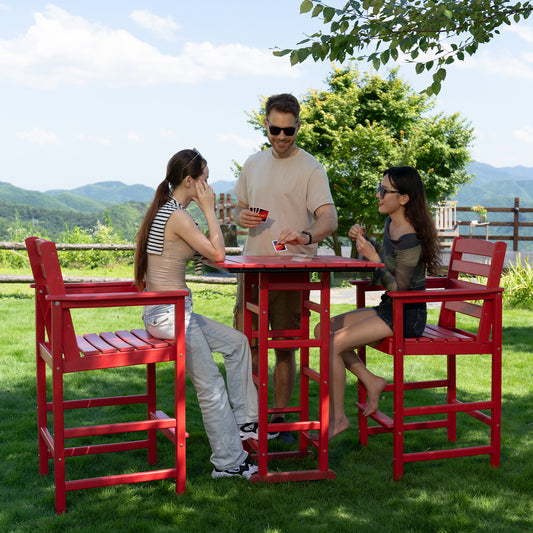 3-Piece All-Weather HDPE Bar Set – HDPE Bar Table with 2 Tall Bar Chairs, Fade-Resistant Outdoor Furniture for Balcony or Poolside