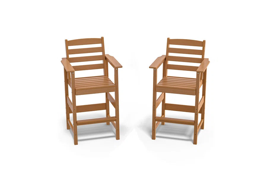 Set of 2 Tall Adirondack Bar Chairs – All-Weather HDPE Patio Seating
