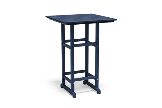 All-Weather HDPE 42" Square Bar Table – Tall Patio Pub Table with Footrest, Faux Wood Grain, Indoor/Outdoor Use