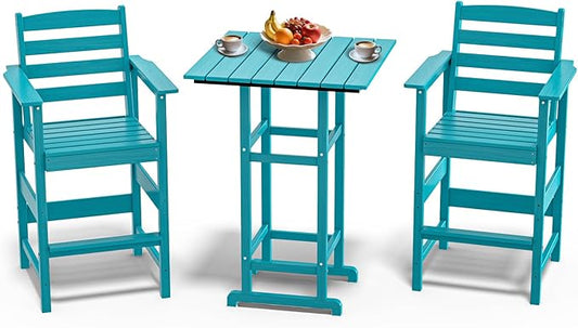 5-Piece Outdoor Bar Set – Tall Adirondack Chairs + Bar Table & 2 Bar Stools (HDPE Weatherproof)