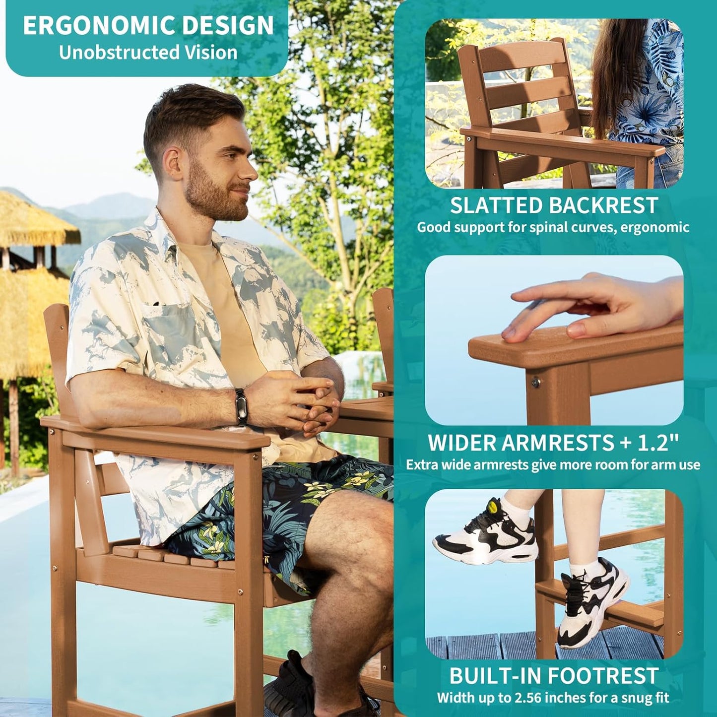 3-Piece Tall Bar Set – HDPE Adirondack Chairs with Bar Table, Weatherproof Patio Furniture for Balcony or Poolside