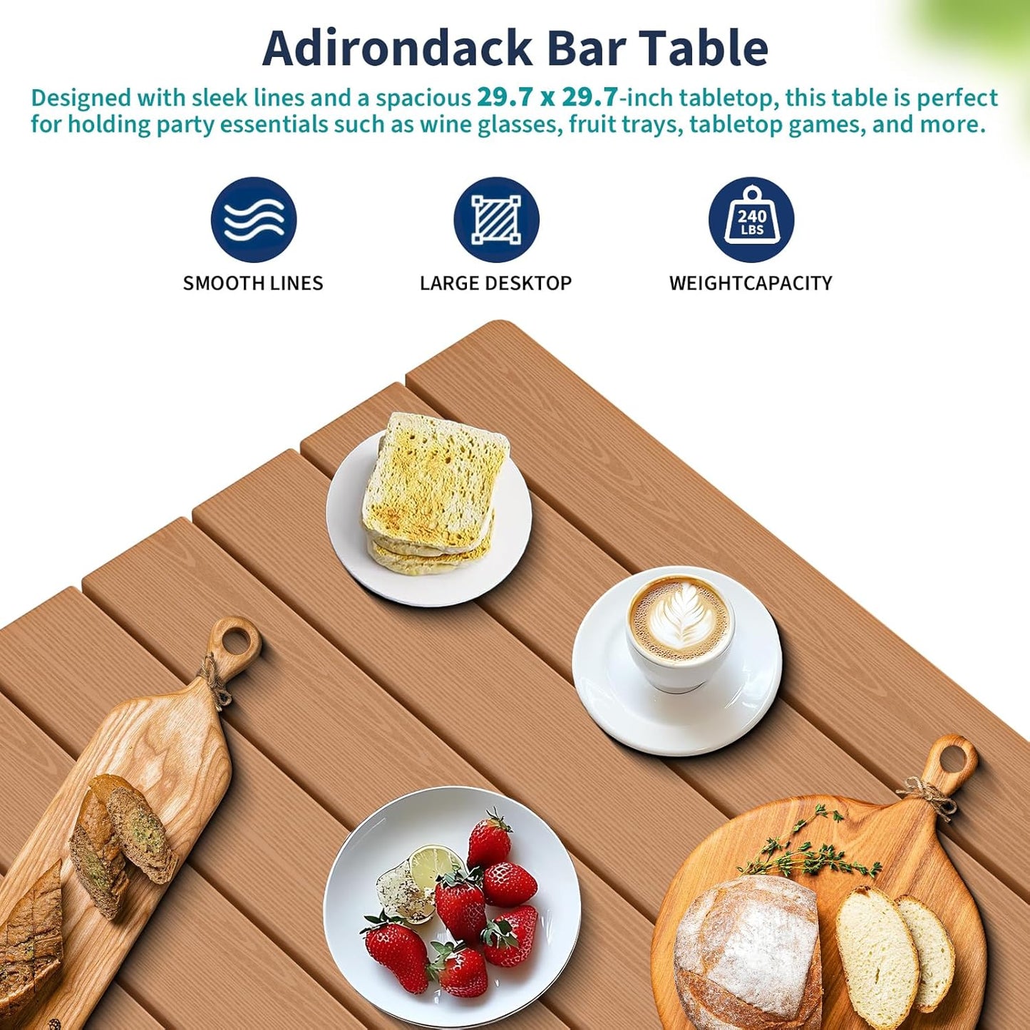 3-Piece Tall Bar Set – HDPE Adirondack Chairs with Bar Table, Weatherproof Patio Furniture for Balcony or Poolside